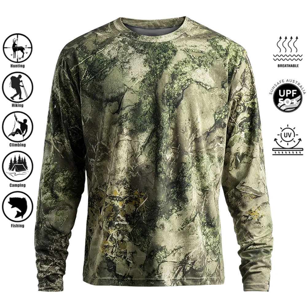 Men Long Sleeve T-shirt Polyes - Outdoor Hunting Prints ulasan dan harga